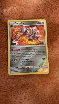 Pokemon TCG Card Solgaleo 142/236 SM-Cosmic Eclipse Holo Rare-Club promo - Image 3