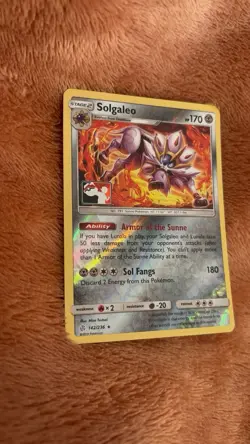 Pokemon TCG Card Solgaleo 142/236 SM-Cosmic Eclipse Holo Rare-Club promo - Image 4
