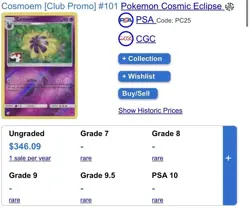 Pokemon Cosmoem Cosmic Eclipse Club Promo Holo #101/236 Cards-Club promo - Image 1