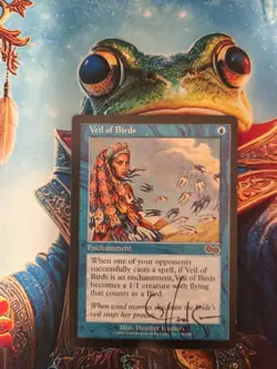 MTG Veil of Birds - Urza's Saga Regular - Signed By Artist, LP - Image 1
