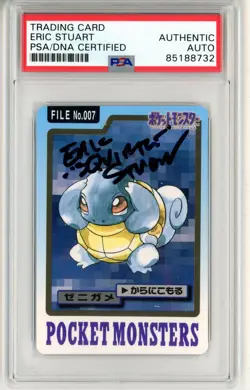 PSA Eric Stuart Signed Japanese Squirtle Pocket Monsters Cardass Card 1997 - Image 1