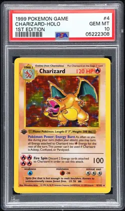 Pokemon Charizard Base Set 1st Edition Holo PSA 10 Shadowless #4 - Image 1