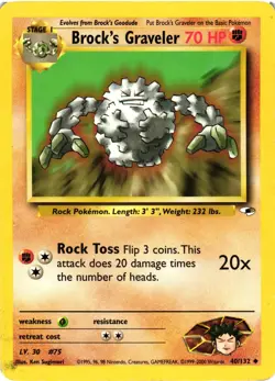 Pokemon TCG Brock's Graveler Gym Heroes 40/132 Regular Unlimited Uncommon DMG - Image 1