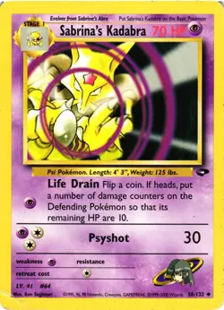 Pokemon TCG Sabrina's Kadabra 58/132 Gym Challenge Unlimited DMG - Image 1