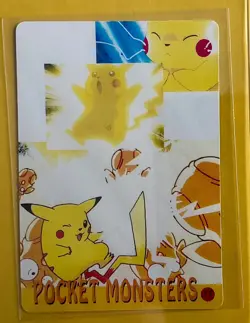 PIKACHU ASH WINK Japanese Prism Holo Sticker Card Anime Collectible Foil LP - Image 2