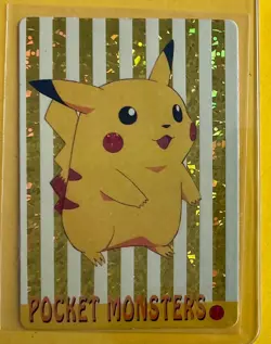 PIKACHU Gold stripes Japanese Prism Holo Sticker Card Anime Collectible Foil LP - Image 1