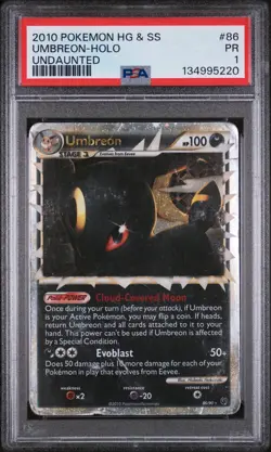 PSA 1 Umbreon Prime 86/90 HGSS Undaunted 2010 Holo Rare Pokemon Card English - Image 1