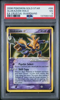 2006 POKEMON EX CRYSTAL GUARDIANS GOLD STAR #99 ALAKAZAM-HOLO PSA 3 - Image 1