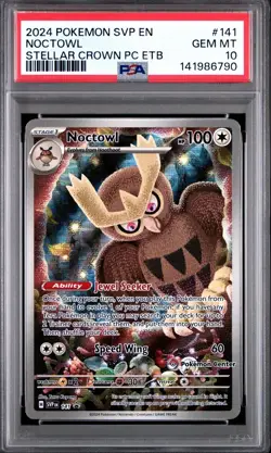 2024 POKEMON STELLAR CROWN POKEMON CENTER ETB PROMO SVP #141 NOCTOWL PSA 10 - Image 1
