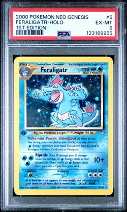 2000 POKEMON NEO GENESIS 1ST ED #5 FERALIGATR-HOLO PSA 6 - Image 1