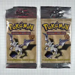 2 Pokemon Unopened Sealed Fossil Booster Packs 1999 Aerodactyl Lot Unweighed 742818061599 - Image 1