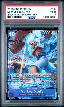 2025 ONE PIECE ENGLISH VERSION 2ND ANV SET #119 MONKEY D. LUFFY PSA 9 - Image 1