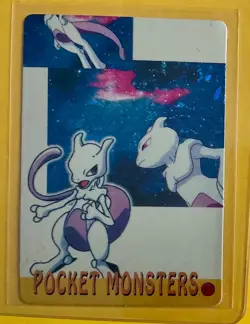 MEWTWO Japanese Prism Holo Sticker Card Anime Collectible Foil LP - Image 1