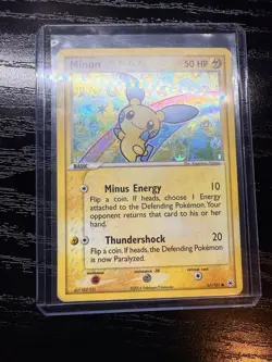 Minun 67/101 LP Reverse Holo Pokemon Card EX Hidden Legends RARE PATTERN BLEED - Image 5