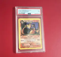 Pokemon TCG Dark Charizard 21/82 Team Rocket 1st Edition PSA 7 Rare Card - Image 1