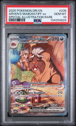 PSA 10 ARVEN'S MABOSSTIFF EX 235/182 SIR DESTINED RIVALS POKEMON - Image 1
