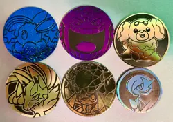 Lot of 6 Pokemon Coins Mix - Mega Gengar, Gardevoir, Lucario, Eevee - Image 1