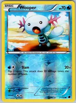 Wooper 21/116 Common Plasma Freeze Pokemon Reverse Holo NM - Image 1