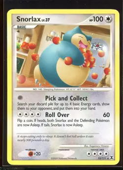 Snorlax Non-Holo Rare 33/111 LP/Pl Platinum Rising Rivals Pokemon - Image 1