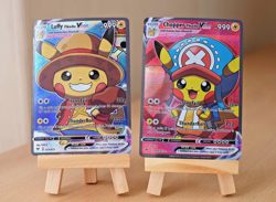 Custom Luffy & Chopper Pikachu Cosplay Pokemon / One Piece Anime HOLO Card Lot - Image 1