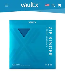 Vault X Neon Neon Blue Exo Tec Zip Binder 12 Pocket Side Loading Holds 480 Cards - Image 1