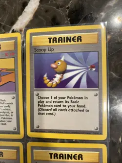 Base Set Pokemon Trainer Cards Lass, Clefairy Doll, Scoop Up And Imposter Oak - Image 2