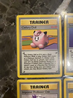Base Set Pokemon Trainer Cards Lass, Clefairy Doll, Scoop Up And Imposter Oak - Image 5