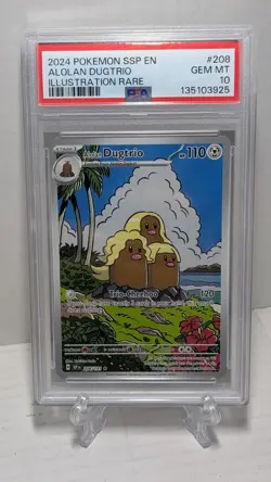 PSA 10 Alolan Dugtrio 208/191 Surging Sparks Illustration Rare Pokemon Card - Image 1