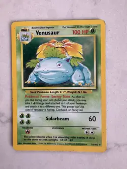 Venusaur Base Set Unlimited Holo Rare Card 15/102 Vintage HP Pokemon - Image 1
