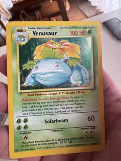 Venusaur Base Set Unlimited Holo Rare Card 15/102 Vintage HP Pokemon - Image 3