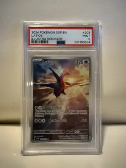 PSA 9 Mint Latios #203 Illustration Rare - 2024 Pokemon Surging Sparks SSP - Image 3