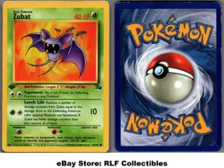 1999 Pokemon, Fossil, #57/62 Zubat, 1st Edition, Common (b) - Image 1