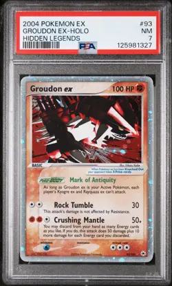2004 Pokemon EX Groudon EX Holo Hidden Legends 93/101 PSA 7 NM - Image 1