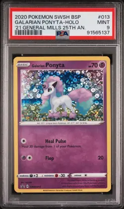 2021 Pokemon Galarian Ponyta Black Star Promo SWSH013 General Mills Sequin PSA 9 - Image 1