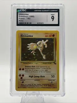 Pokemon - Fossil Set - Hitmonlee Holo - 1999 - 7/62 - CGC 9 - Mint - Image 1