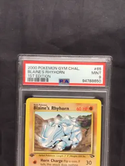 Pokemon: Gym Challenge 1st Edition Common: Blaine's Rhyhorn 65/132 PSA 9 - Image 3