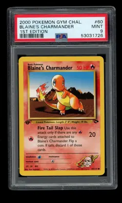 2000 POKEMON GYM CHALLENGE 1ST EDITION BLAINE'S CHARMANDER 60/132 PSA 9 MINT B - Image 1