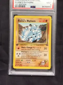 Pokemon: Gym Challenge 1st Edition Common: Blaine's Rhyhorn 65/132 PSA 9 - Image 2