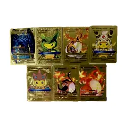 Pokemon Gold Metal Card Lot - Charizard VMAX, V, Pikachu & 4 Others - 7 Cards - Image 1