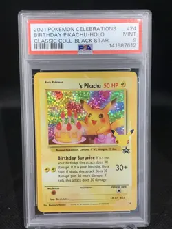 PSA 9 Birthday Pikachu #24 Pokemon Celebrations Black Star Promo Holo Card - Image 1