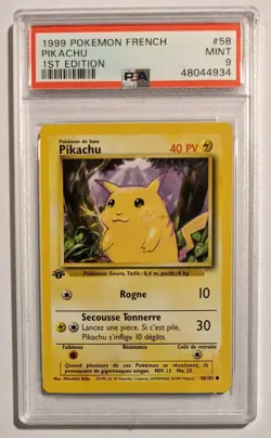 Pokemon 1st Edition French Base Set Pikachu 58/102 PSA 9 MINT! - Image 1
