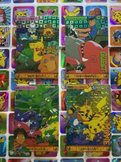 Pokemon Vintage Pocket Monsters Vending HOLO Prism (4x) Stickers 1998 Nintendo - Image 1