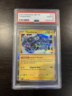 2023 POKEMON OBF EN-OBSIDIAN FLAMES #070 THUNDURUS PSA 10 Gem Mint - Image 1