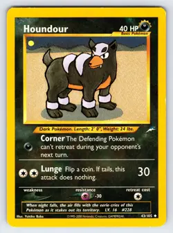 Houndour 43/105 2002 Neo Destiny Pokemon Card TCG Nintendo WOTC Vintage - Lp - Image 1