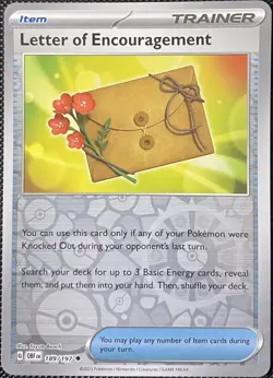 Letter of Encouragement 189/197 SV03: Obsidian Flames Reverse Holo Pokemon Card - Image 1