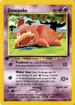 Slowpoke - 73/111 - NM Neo Genesis Common Pokemon TCG Card - Image 1