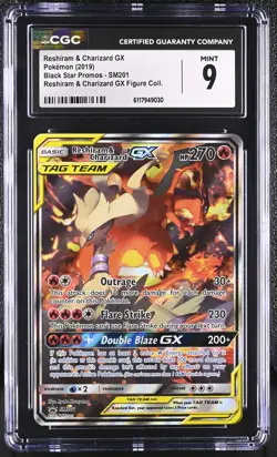 CGC 9 MINT Reshiram & Charizard GX 2019 Black Star Promos SM201 Pokemon Card - Image 1