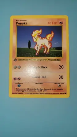 Pokemon TCG Ponyta 1st Edition Base Set Shadowless 60/102 40 HP Common Regular - Image 1