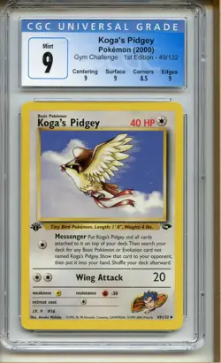 Pokemon TCG Koga's Pidgey Gym Challenge 49/132 Regular 1st Edition CGC 9 subs - Image 1