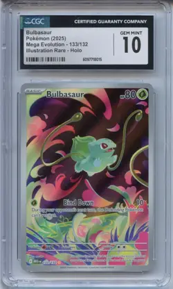 CGC 10 Bulbasaur 133/132 Pokemon 2025 Mega Evolution Illustration Rare Holo - Image 1